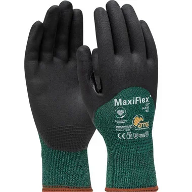 MaxiFlex Cut Seamless Knit Engineered Yarn Glove w/Premium Nitrile Coated MicroFoam Grip on Palm Fingers & Knuckles – Green – 1/DZ – 34-8753