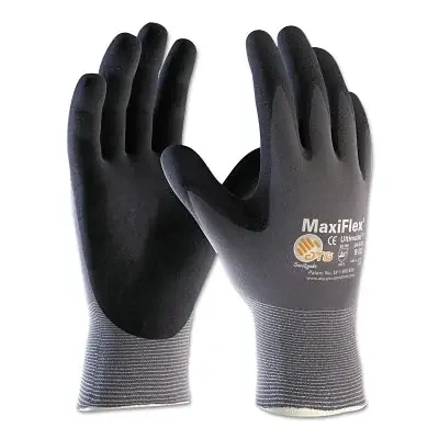 MaxiFlex Ultimate Nitrile Coated Micro-Foam Grip Gloves, Small, Black/Gray