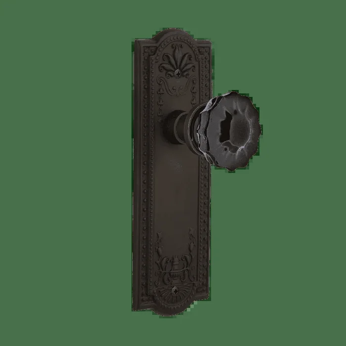 Meadows Long Plate with Black Crystal Knob – Oil-Rubbed Bronze
