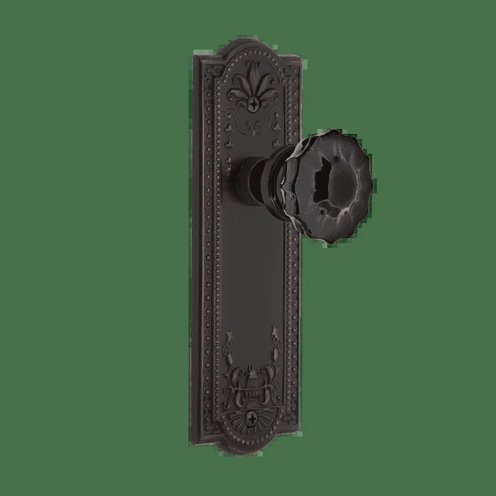 Meadows Long Plate with Black Crystal Knob in Timeless Bronze – Nostalgic Vintage Door Hardware