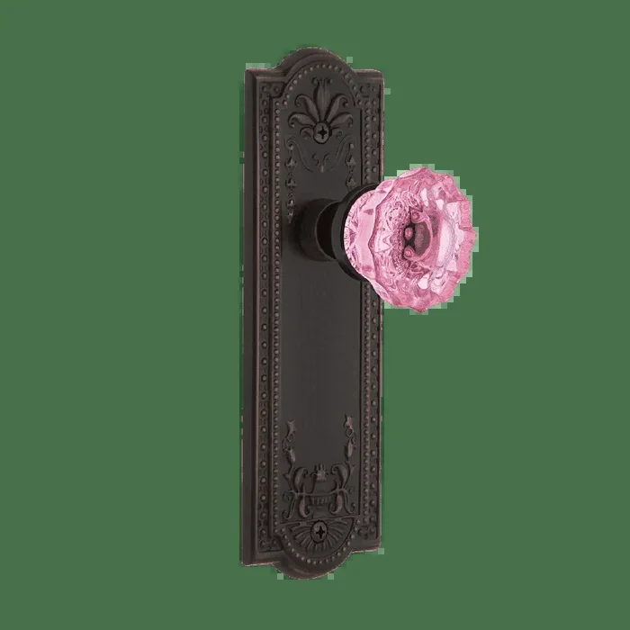 Meadows Long Plate with Pink Crystal Knob – Timeless Bronze