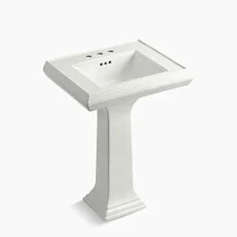 Memoirs Classic 24-1/4″ rectangular pedestal bathroom sink Fireclay, in Dune with 3 centerset Faucet Holes