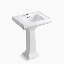 Memoirs Classic 24-1/4″ rectangular pedestal bathroom sink Fireclay, in White with 3 centerset Faucet Holes