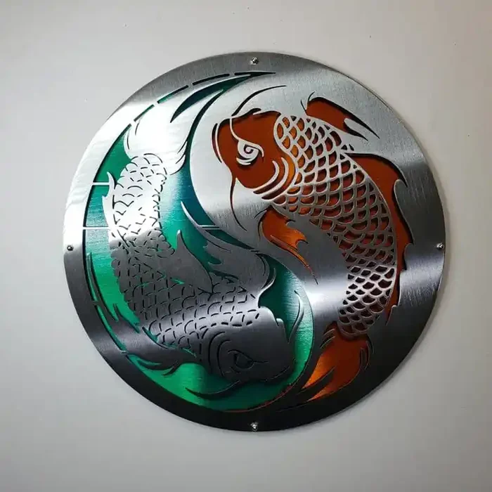 Metal Art of Wisconsin Koi Fish Ying Yang / Double Layered