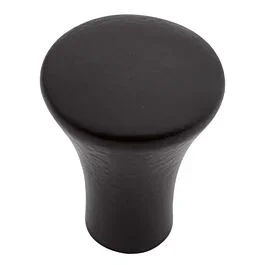 Metropolis Style Cabinet Hardware Knob, Matte Black 1 Inch Diameter