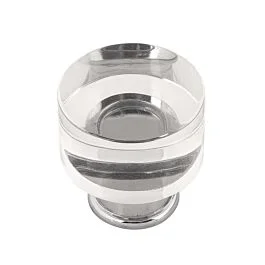 Midway Style Cabinet Hardware Knob, Crysacrylic with Chrome 1-1/4 Inch Diameter.