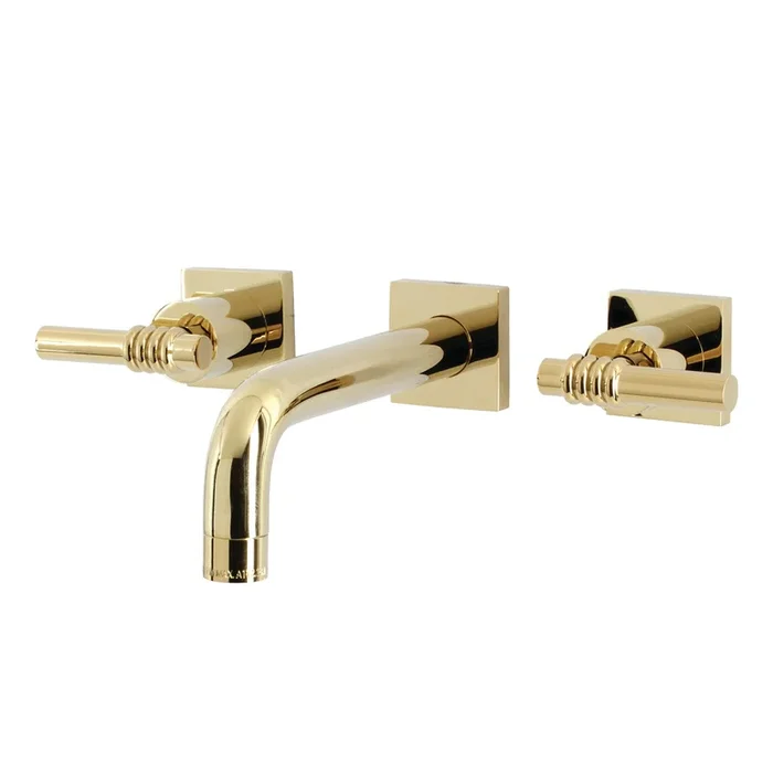 Milano Double-Handle Wall Mount Bathroom Faucet, Polished Brass – Kingston Brass
