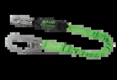Miller 6 ft. StretchStop Lanyard w/SofStop Shock Absorber – 1 Locking Snap Hook and 1 Rebar Hook – 913RSS-Z7/6FTGN