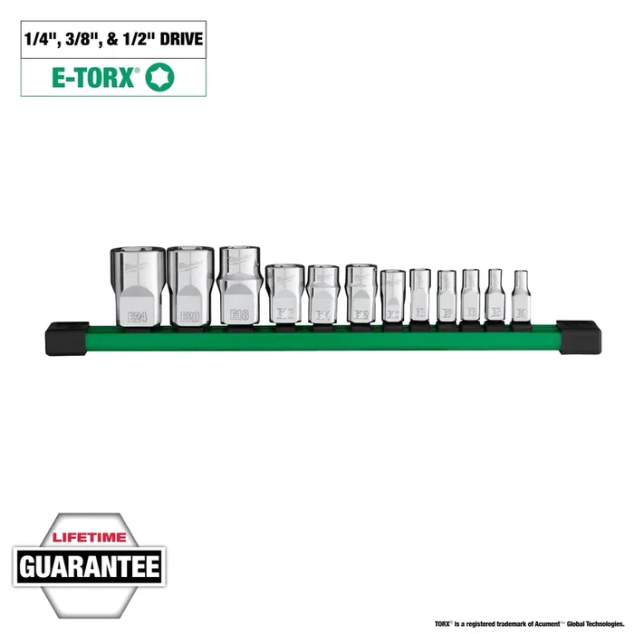 MILWAUKEE 12 PC. 1/4”, 3/8”, & 1/2” Drive External TORX® Socket Set