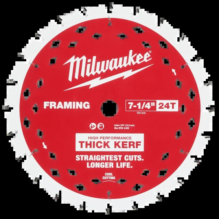 MILWAUKEE 7-1/4″ 24T Thick Kerf Framing Circular Saw Blade