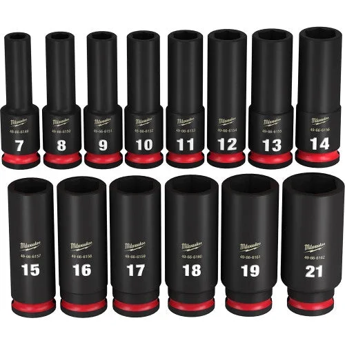 Milwaukee Tool 49-66-7008 14-PC 3/8″ DRIVE, 6 PT. METRIC DEEP IMPACT SOCKET SET, 7MM – 21MM