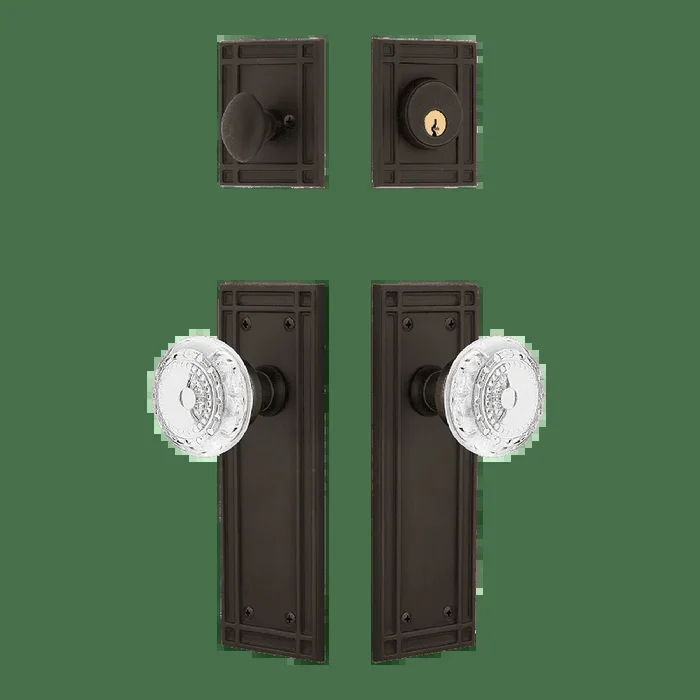 Mission Entry Set with Crystal Meadows Knob – Oil-Rubbed Bronze