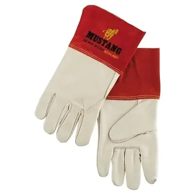 Mustang Premium Top Grain Cowskin Leather Welding Work Gloves, X-Large, Beige/Russet, Gauntlet Cuff