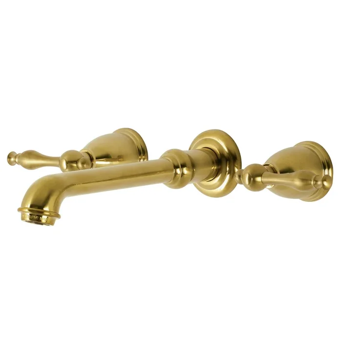 Naples Double-Handle Wall Mount Bathroom Faucet, Brushed Brass – Kingston Brass
