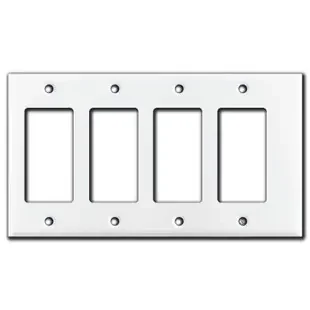 Narrow 4 GFCI Decor Rocker Switch Outlet Covers – White