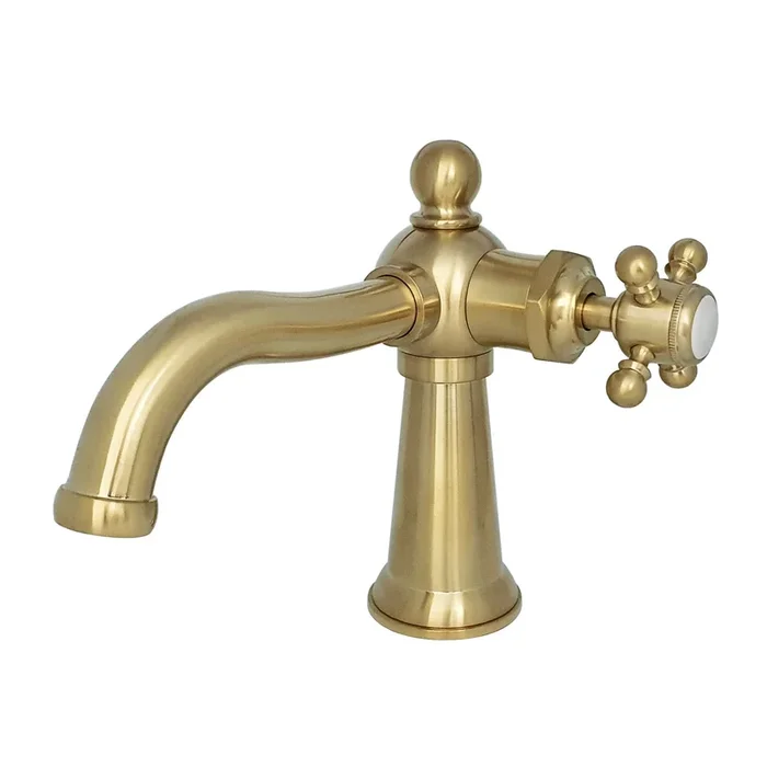 Nautical One-Handle Single-Hole Bathroom Faucet with Push Pop-Up Drain, Brushed Brass – Kingston Brass