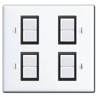 New Style GE 2 Gang Low Voltage 4 Switch Cover Set – White