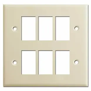 New Style GE Two Gang 6 Switch Low Voltage Wall Plates – Ivory