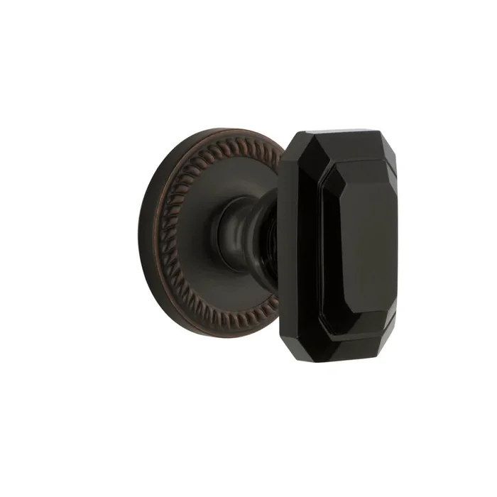 Newport Rosette with Baguette Black Crystal Knob in Timeless Bronze