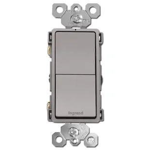 Nickel Stacked Rocker Switches Single Pole or 3-Way Dual Circuit