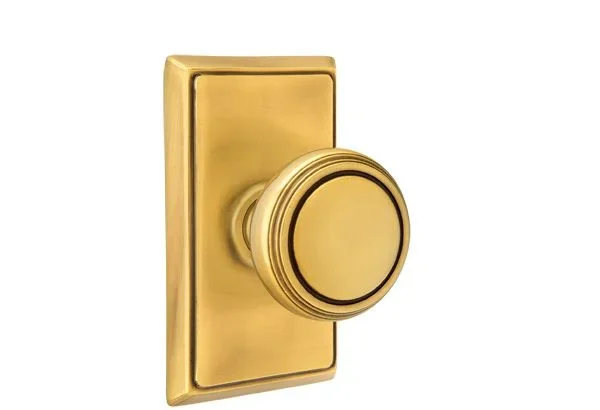 Norwich Knob 2-3/8″ Backset Passage with Rectangular Rose – French Antique Brass Finish by Emtek