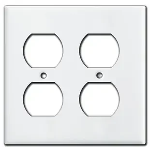 Offset Half Narrow 2-Duplex Outlet Cover Wallplate – White