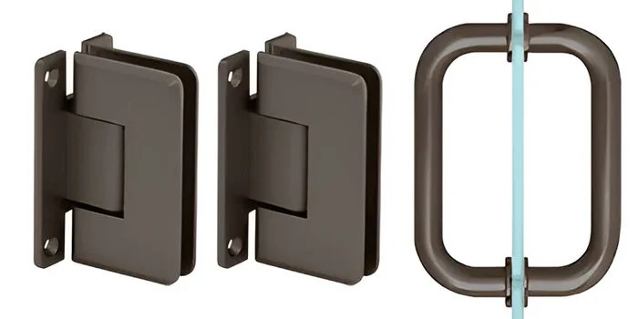 Oil Rubbed Bronze Pinnacle Shower Pull and Hinge Set by C.R. Laurence