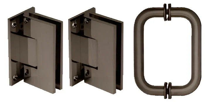 Oil Rubbed Bronze Vienna Shower Pull and Hinge Set by C.R. Laurence