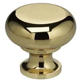 Omnia Classic & Modern Solid Brass 1″ (25.4mm) Overall Diameter, Lacquered Polished Brass Mushroom Cabinet Knob
