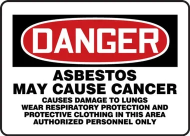 OSHA Danger Safety Sign: Asbestos May Cause Cancer Causes Damage To Lungs Wear Respiratory Protection And Protective Clothing 14″ x 20″ Accu-Shield 1/Each – MCAW131XP