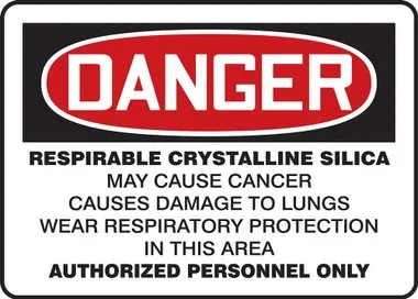 OSHA Danger Safety Sign: Respirable Crystalline Silica – May Cause Cancer – Causes Damage To Lungs – Wear Respiratory Protection In This Area English 10″ x 7″ Aluma-Lite 1/Each – MCAW044XL