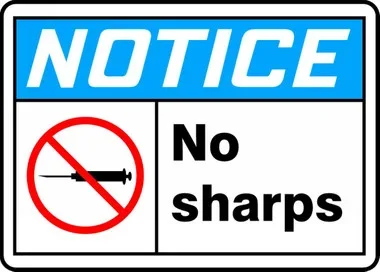 OSHA Notice Safety:No Sharps 10″ x 14″ Adhesive Dura-Vinyl 1/Each – MBHZ803XV