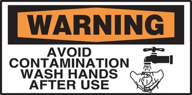 OSHA Warning Safety Label: Avoid Contamination Wash Hands After Use 1 1/2″ x 3″ Adhesive Dura Vinyl 1/Each – LCHL612XVE