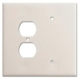 Oversized 1 Blank 1 Outlet Cover Plate – Light Almond