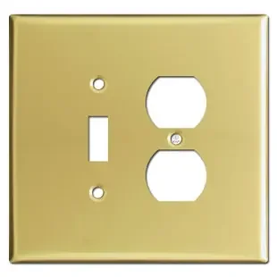 Oversized 1 Toggle 1 Outlet Switch Plates – Polished Brass
