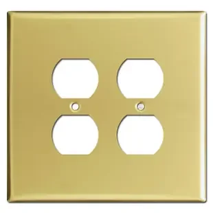 Oversized 2 Duplex Outlet Switch Plates for 4 Plugs – Polished Brass