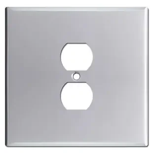 Oversized 2-Gang Centered Duplex Outlet Cover – Polished Chrome