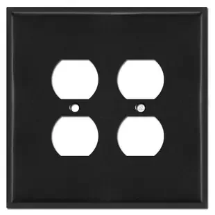 Oversized 2 Gang Outlet Switch Plates for 4 Sockets – Black