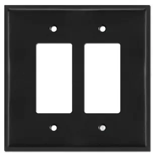 Oversized 2 Rocker Switch Plates for 2 Decora Devices – Black
