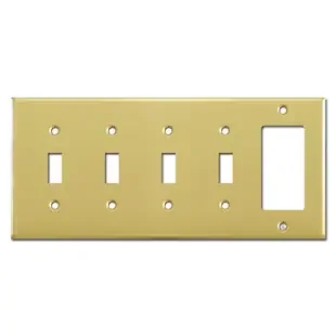 Oversized 4 Toggle 1-Decora Switch Wall Plate – Polished Brass