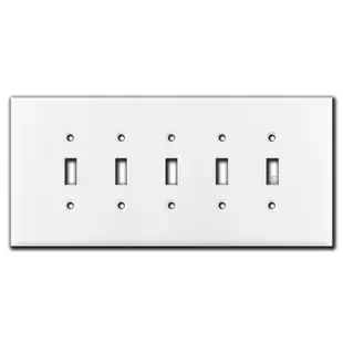 Oversized 5 Toggle Switch Plate – White