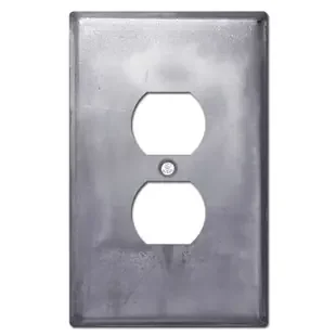 Oversized Duplex Outlet Plate – Raw Steel Paintable