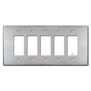 Oversized Five Switch Rocker Light Plate – Satin Stainless Steel