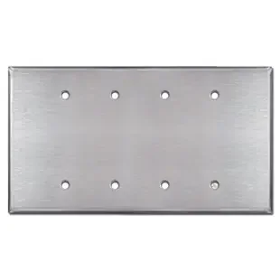 Oversized Four Gang Blank Wall Plate Cover – Satin Stainless Steel