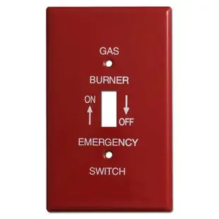 Oversized Red 1 Toggle Emergency Gas Burner Switch Plate 023