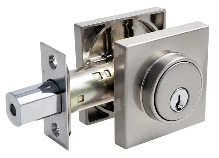 Pamex Square Low Profile Single Cylinder Deadbolt Grade 3 – Satin Nickel Finish