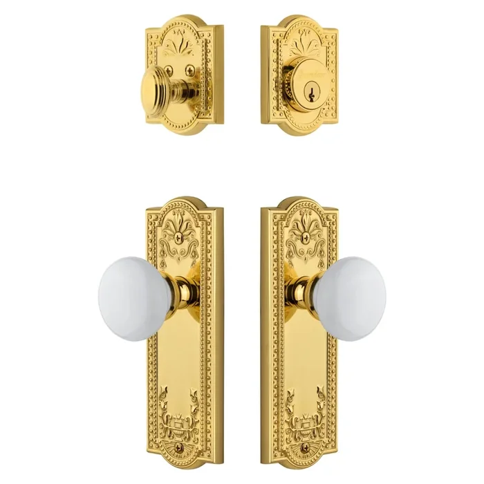 Parthenon Long Plate Entry Set with Hyde Park Knob – Lifetime Brass