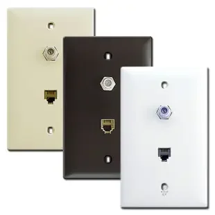 Pass & Seymour Phone & Coax Cable TV Jack Switch Plates TPTELTV