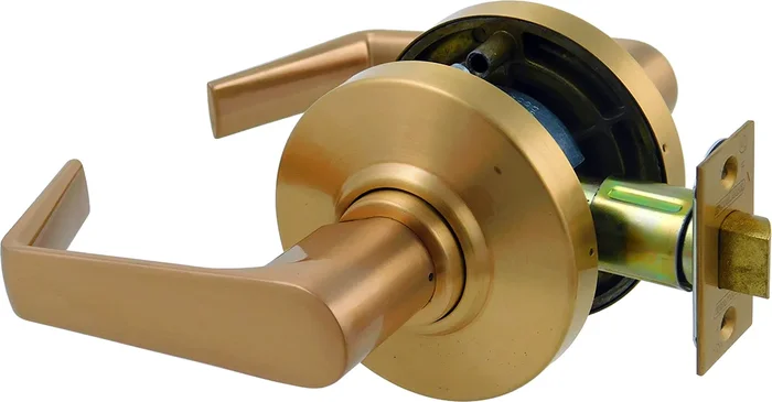 Passage Saturn Lever by Schlage – Satin Bronze, Grade 2, 2-3/4in Backset