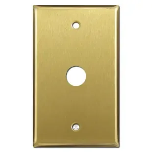 Phone Cable Cover Plate with 5/8″ Opening – Satin Brass